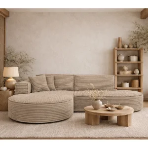 Hoekbank L-vorm, cordstof Velo, Beige, Links, Modena Studio
