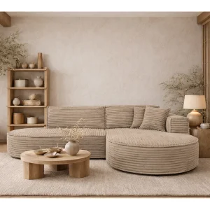 Hoekbank L-vorm, cordstof Velo, Beige, Rechts, Modena Studio