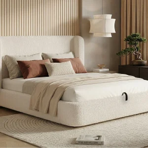 Gestoffeerd opbergbed 180x200cm – met opbergruimte – Bouclé fluweel – Beige (matras niet inbegrepen) Gestoffeerd opbergbed 180x200cm – met opbergruimte – Bouclé fluweel – Beige (matras niet inbegrepen)