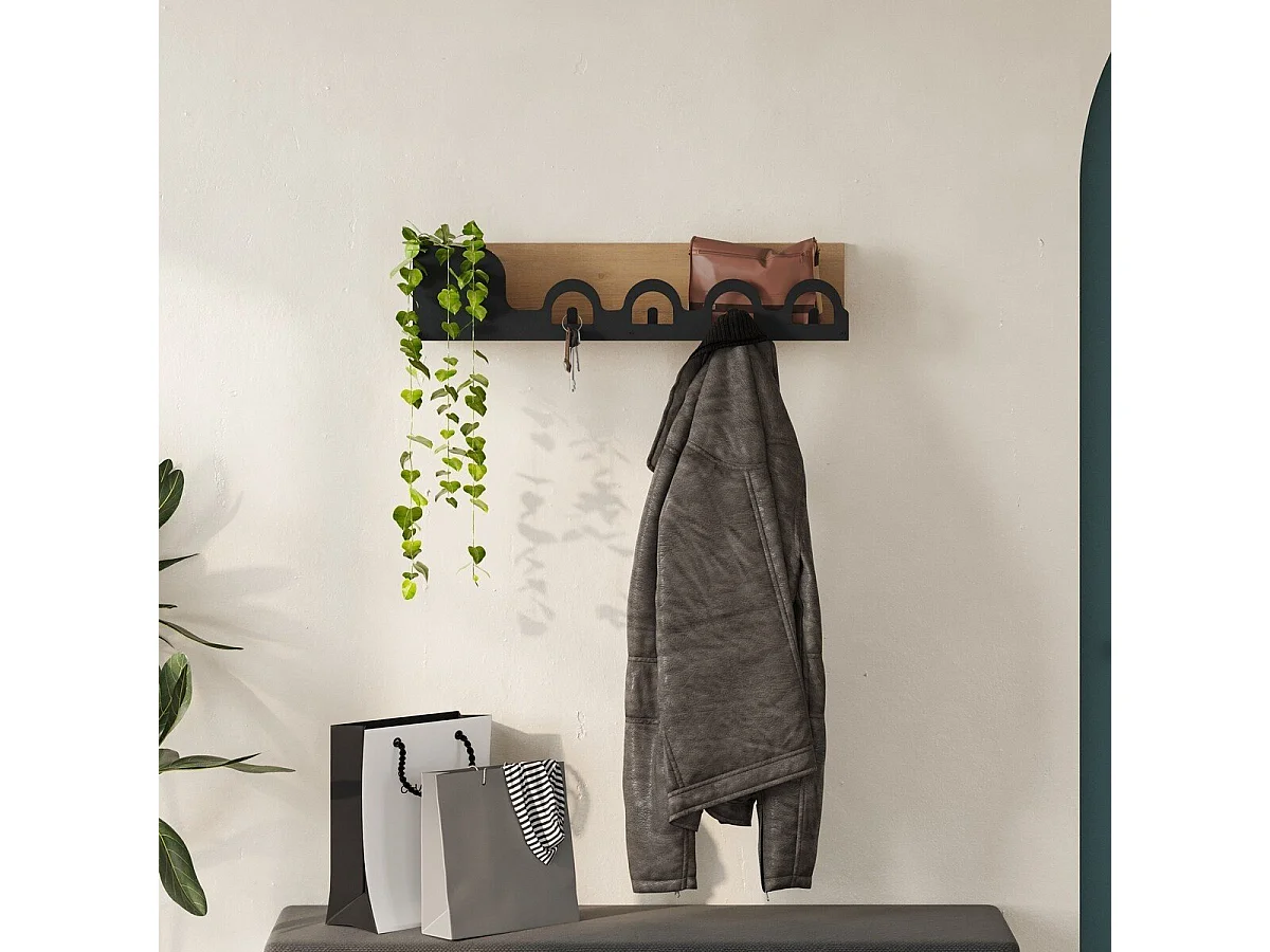 Hangende kapstok met eikenhouten decor L63 cm - LIORA HANGER