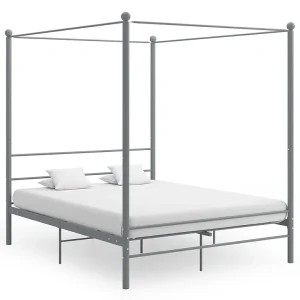 Hemelbedframe metaal grijs 160×200 cm