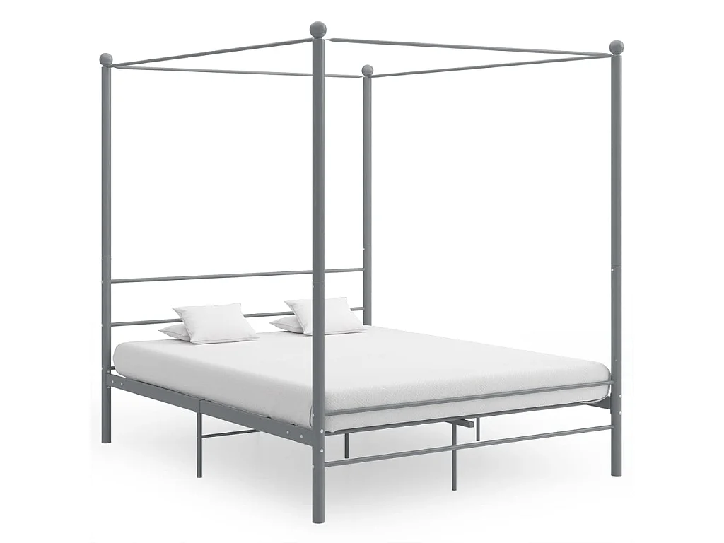 Hemelbedframe metaal grijs 160x200 cm
