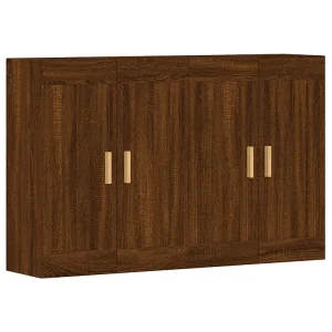 Hangkasten 2 st bewerkt hout bruin eikenkleur Hangkasten 2 st bewerkt hout bruin eikenkleur