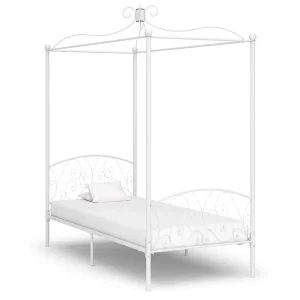 Hemelbedframe metaal wit 90×200 cm