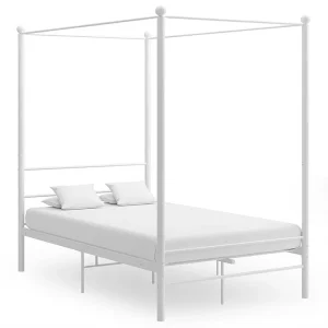 Hemelbedframe metaal wit 120×200 cm