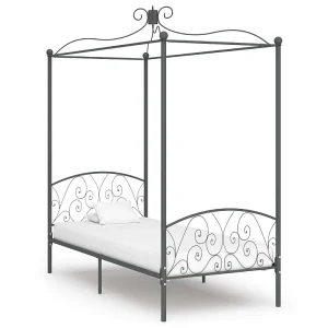 Hemelbedframe metaal grijs 100×200 cm