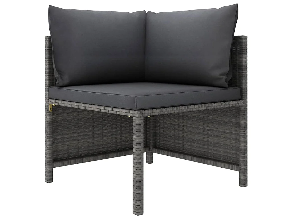 Hoekbank sectioneel met kussens poly rattan grijs