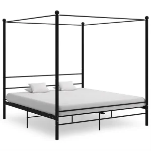 Hemelbedframe metaal zwart 180×200 cm