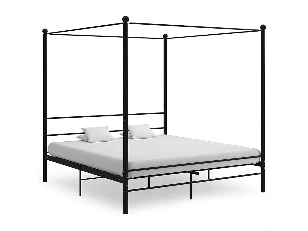 Hemelbedframe metaal zwart 180x200 cm