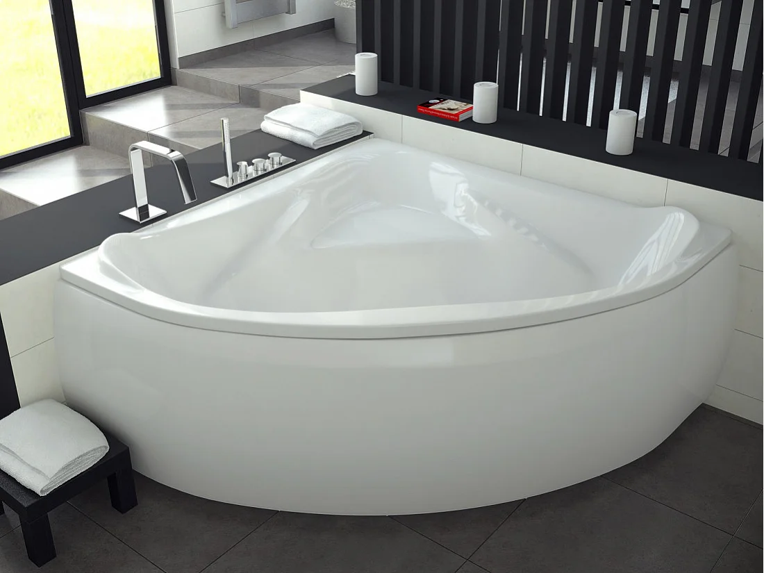 Hoekbad EWA 134x134 met piepschuim bekleding | Afvoer & poten GRATIS!