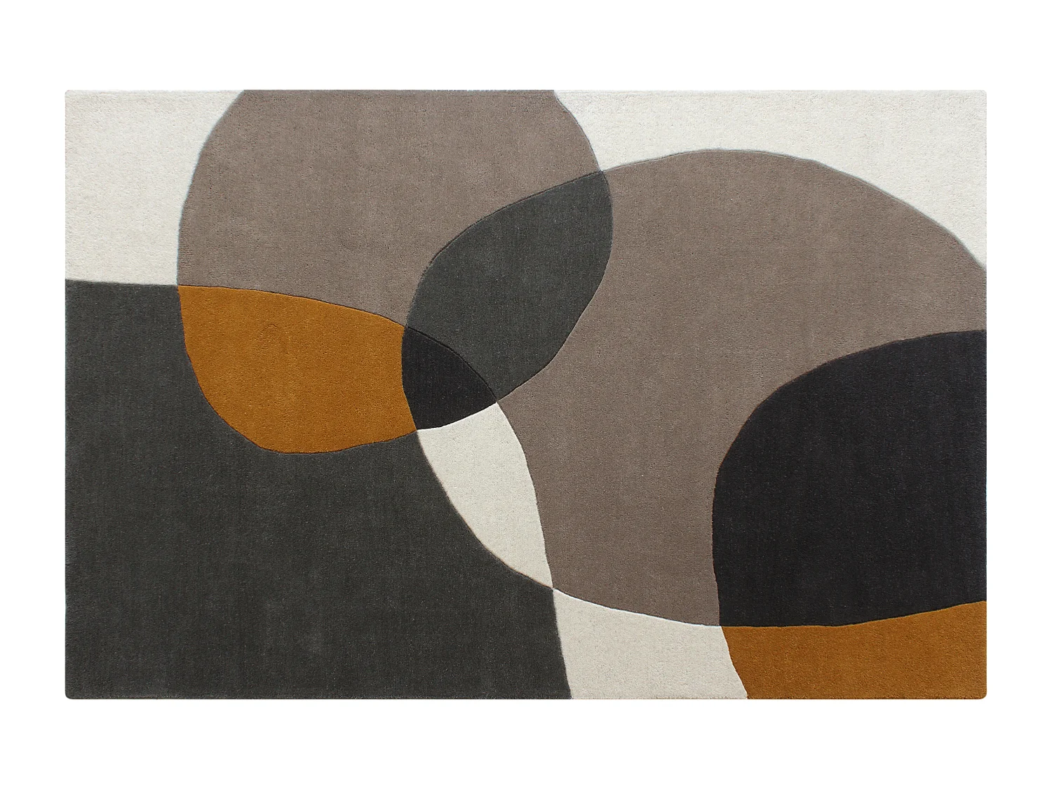 Getuft vloerkleed 100% wol abstracte motieven, 160x230cm, Taupe en grijs, 2400 g/m², GUALINA