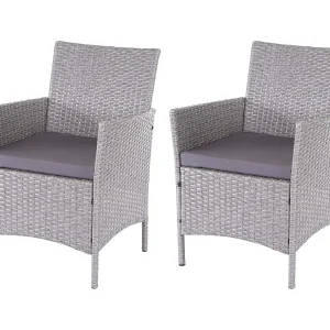 Polyrotan fauteuils Halden (set van 2), grijs, antraciet kussens Polyrotan fauteuils Halden (set van 2), grijs, antraciet kussens