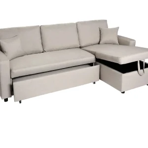 Hoekbank met bedbodem MCW-L17,  beige