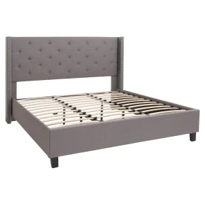 Gestoffeerd bed MCW-N59, grijs Gestoffeerd bed MCW-N59, grijs