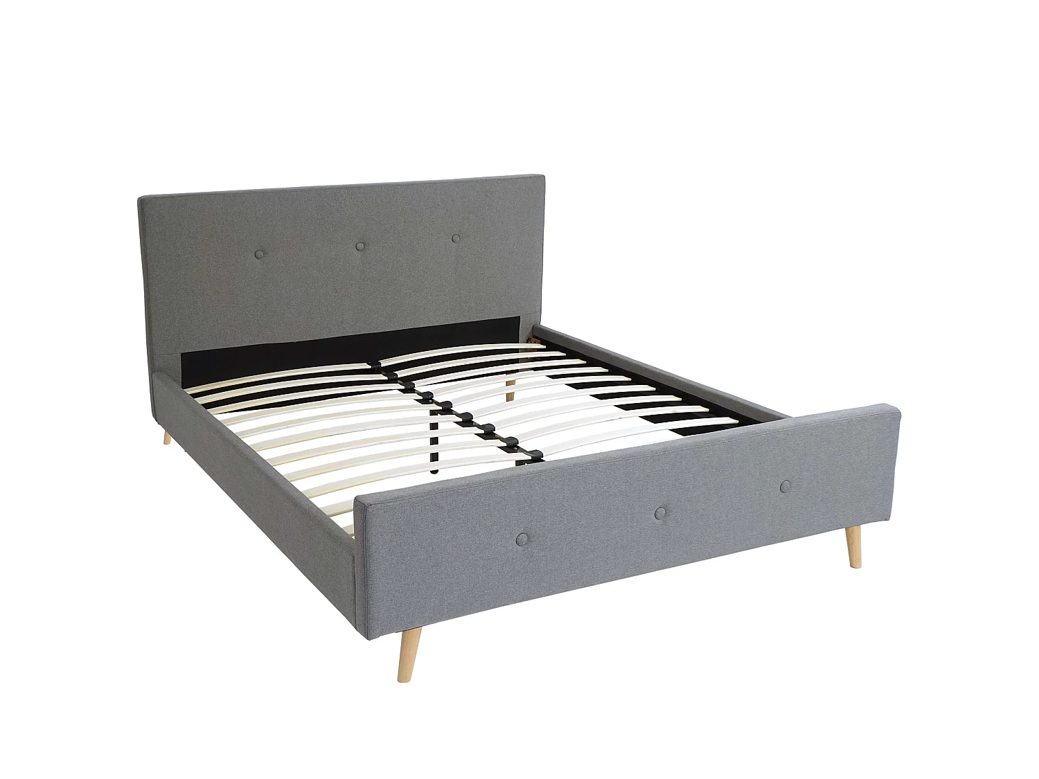 Gestoffeerd bed MCW-J98 + lattenbodem 160cm, 160x200cm grijs