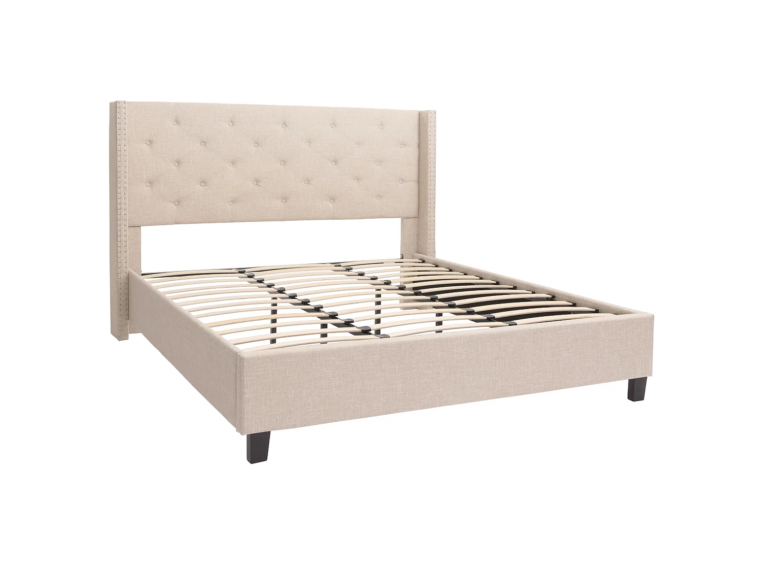 Gestoffeerd bed MCW-N59, crème-beige