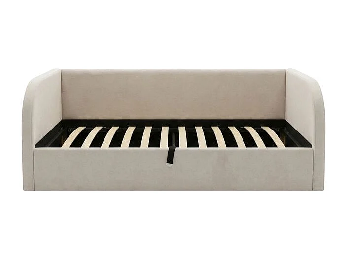 Gestoffeerd bed met opbergruimte beige 90x190 cm