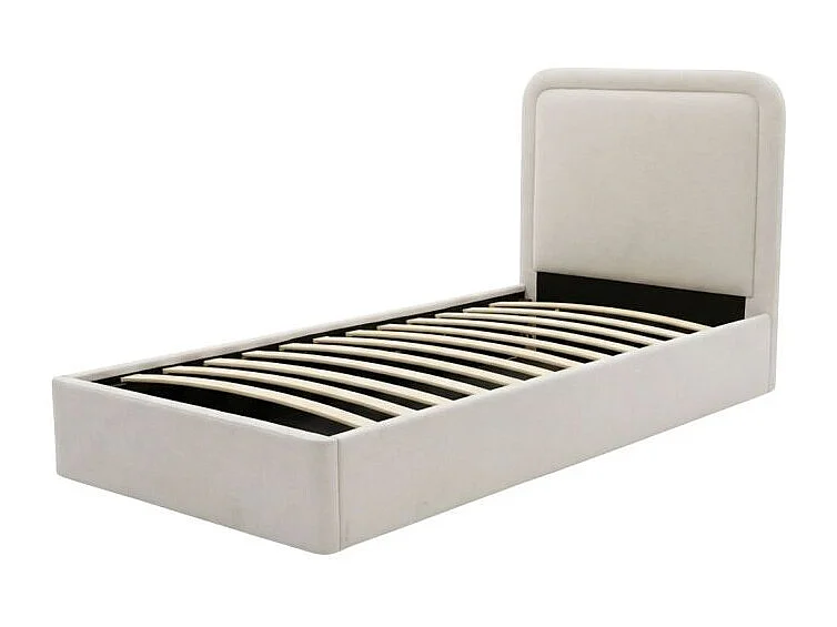 Gestoffeerd bed met opbergruimte beige 90x190 cm