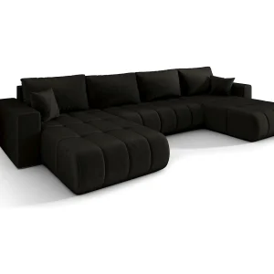 Hoekbank LARA PREMIUM U-vorm grafiet velours Monolith 95 – slaapfunctie, bedkist