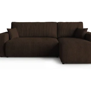 Hoekbank PARIS rechts bruin ribfluweel Poso 6 – slaapfunctie, bedkist Hoekbank PARIS rechts bruin ribfluweel Poso 6 – slaapfunctie, bedkist