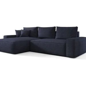 Hoekbank CALIFORNIA links donkerblauw gebreid Aragon 79 – slaapfunctie, bedkist Hoekbank CALIFORNIA links donkerblauw gebreid Aragon 79 – slaapfunctie, bedkist