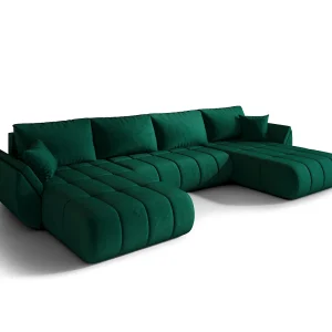 Hoekbank SYDNEY PREMIUM U-vorm groen velours Monolith 37 – slaapfunctie, bedkist Hoekbank SYDNEY PREMIUM U-vorm groen velours Monolith 37 – slaapfunctie, bedkist
