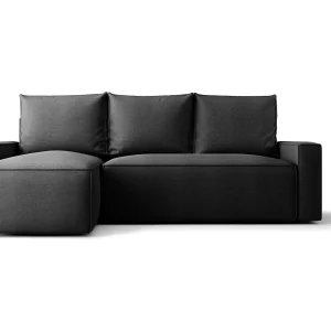 Hoekbank HAVANA links grafiet gebreid Curio 97 – slaapfunctie, bedkist