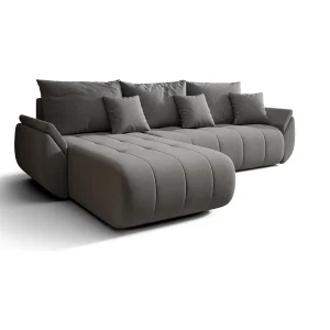 Hoekbank SYDNEY links grijs gebreid Wind 90 – slaapfunctie, bedkist Hoekbank SYDNEY links grijs gebreid Wind 90 – slaapfunctie, bedkist