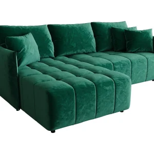 Hoekbank CHICAGO links groen velours Monolith 37 – slaapfunctie, bedkist Hoekbank CHICAGO links groen velours Monolith 37 – slaapfunctie, bedkist