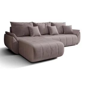 Hoekbank SYDNEY links donkerroze velours Monolith 62 – slaapfunctie, bedkist Hoekbank SYDNEY links donkerroze velours Monolith 62 – slaapfunctie, bedkist