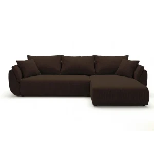 Hoekbank SYDNEY rechts bruin ribfluweel Poso 6 – slaapfunctie, bedkist Hoekbank SYDNEY rechts bruin ribfluweel Poso 6 – slaapfunctie, bedkist