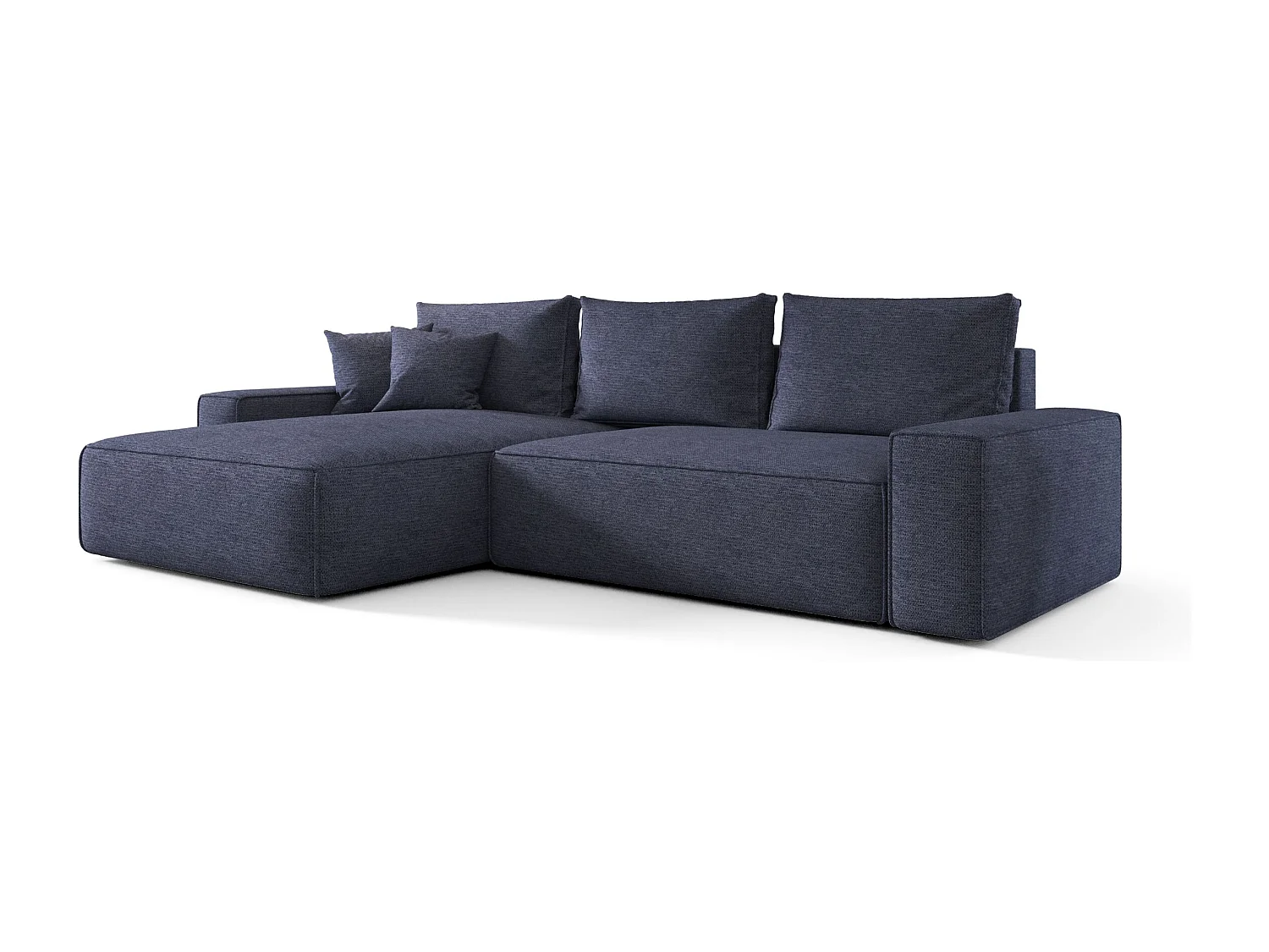 Hoekbank CALIFORNIA links blauw gebreid Aragon 74 - slaapfunctie, bedkist