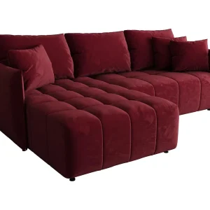 Hoekbank CHICAGO links rood velours Monolith 59 – slaapfunctie, bedkist Hoekbank CHICAGO links rood velours Monolith 59 – slaapfunctie, bedkist