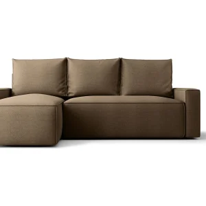 Hoekbank HAVANA links bruin gebreid Curio 20 – slaapfunctie, bedkist
