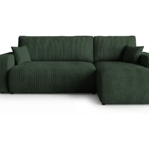 Hoekbank PARIS rechts groen ribfluweel Poso 14 – slaapfunctie, bedkist Hoekbank PARIS rechts groen ribfluweel Poso 14 – slaapfunctie, bedkist