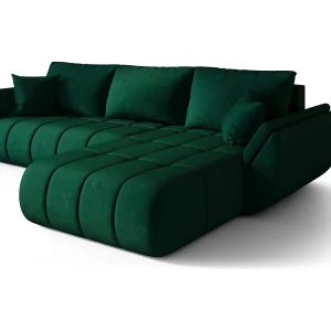 Hoekbank SYDNEY PREMIUM rechts groen velours Monolith 37 – slaapfunctie, bedkist Hoekbank SYDNEY PREMIUM rechts groen velours Monolith 37 – slaapfunctie, bedkist