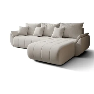 Hoekbank SYDNEY rechts lichtbeige gebreid Wind 5 – slaapfunctie, bedkist Hoekbank SYDNEY rechts lichtbeige gebreid Wind 5 – slaapfunctie, bedkist