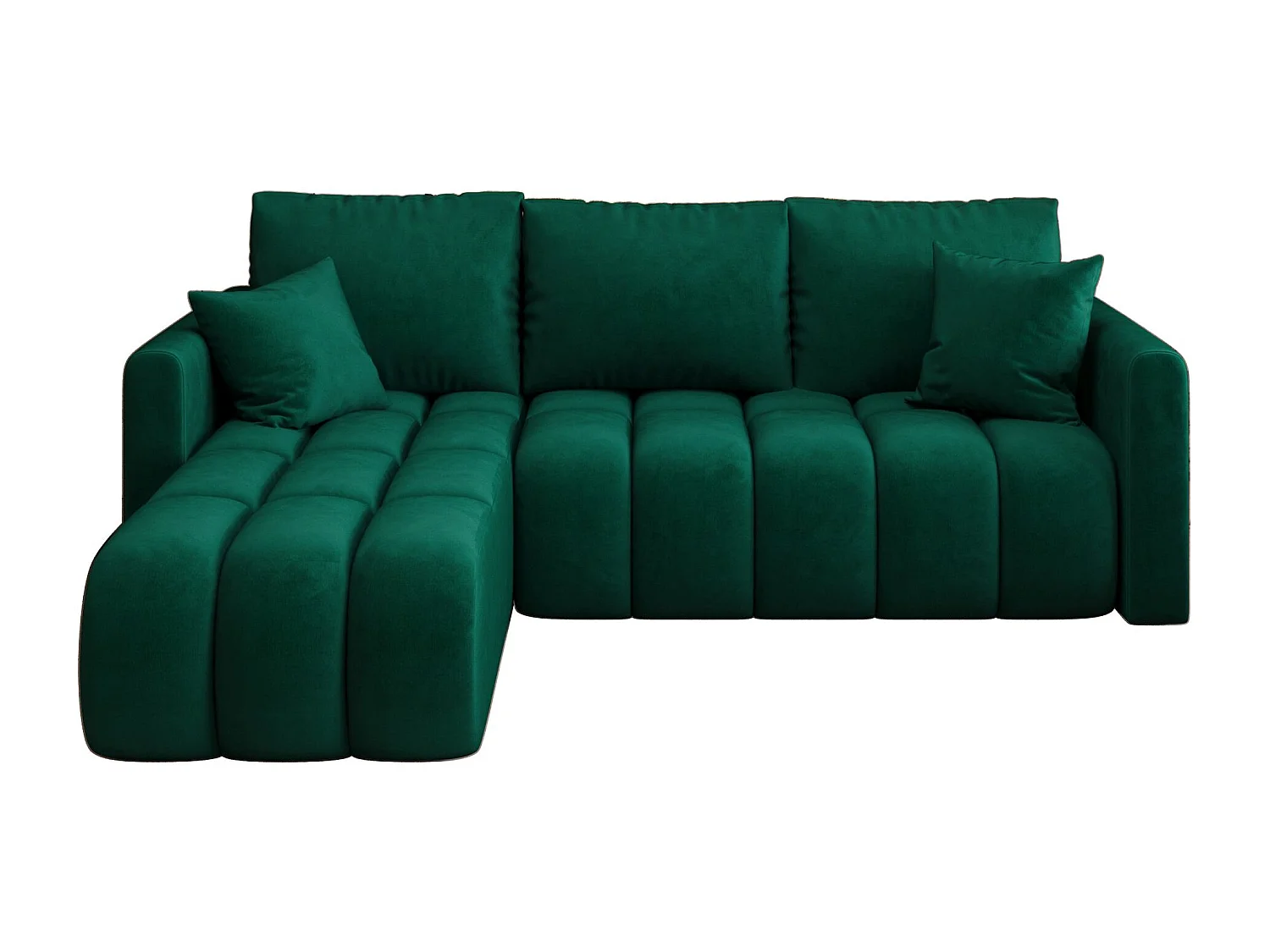 Hoekbank GARDA links groen velours Monolith 37 - slaapfunctie, bedkist