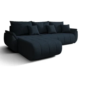 Hoekbank SYDNEY links blauw gebreid Wind 77 – slaapfunctie, bedkist Hoekbank SYDNEY links blauw gebreid Wind 77 – slaapfunctie, bedkist