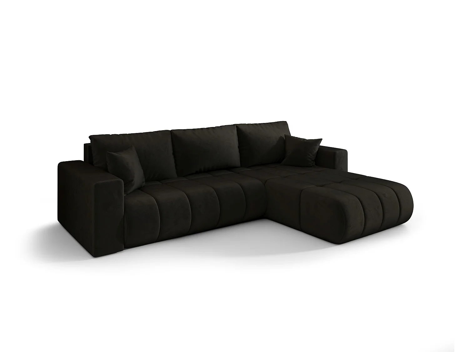 Hoekbank LARA PREMIUM rechts grafiet velours Monolith 95 - slaapfunctie, bedkist