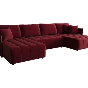 Hoekbank CHICAGO U-vorm rood velours Monolith 59 – slaapfunctie, bedkist Hoekbank CHICAGO U-vorm rood velours Monolith 59 – slaapfunctie, bedkist