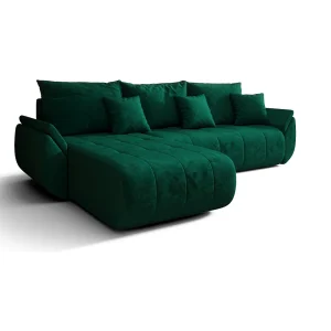 Hoekbank SYDNEY links groen velours Monolith 37 – slaapfunctie, bedkist Hoekbank SYDNEY links groen velours Monolith 37 – slaapfunctie, bedkist