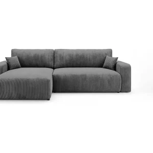 Hoekbank BERLIN links donkergrijs ribfluweel Poso 60 – slaapfunctie, bedkist Hoekbank BERLIN links donkergrijs ribfluweel Poso 60 – slaapfunctie, bedkist