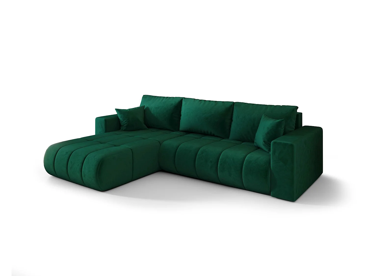 Hoekbank LARA PREMIUM links groen velours Monolith 37 - slaapfunctie, bedkist