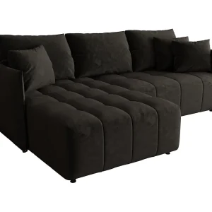 Hoekbank CHICAGO links grafiet velours Monolith 95 – slaapfunctie, bedkist Hoekbank CHICAGO links grafiet velours Monolith 95 – slaapfunctie, bedkist