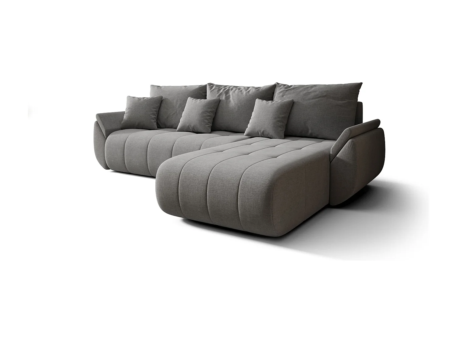 Hoekbank SYDNEY rechts donkerbeige gebreid Wind 21 - slaapfunctie, bedkist