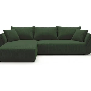 Hoekbank SYDNEY links groen ribfluweel Poso 14 – slaapfunctie, bedkist Hoekbank SYDNEY links groen ribfluweel Poso 14 – slaapfunctie, bedkist
