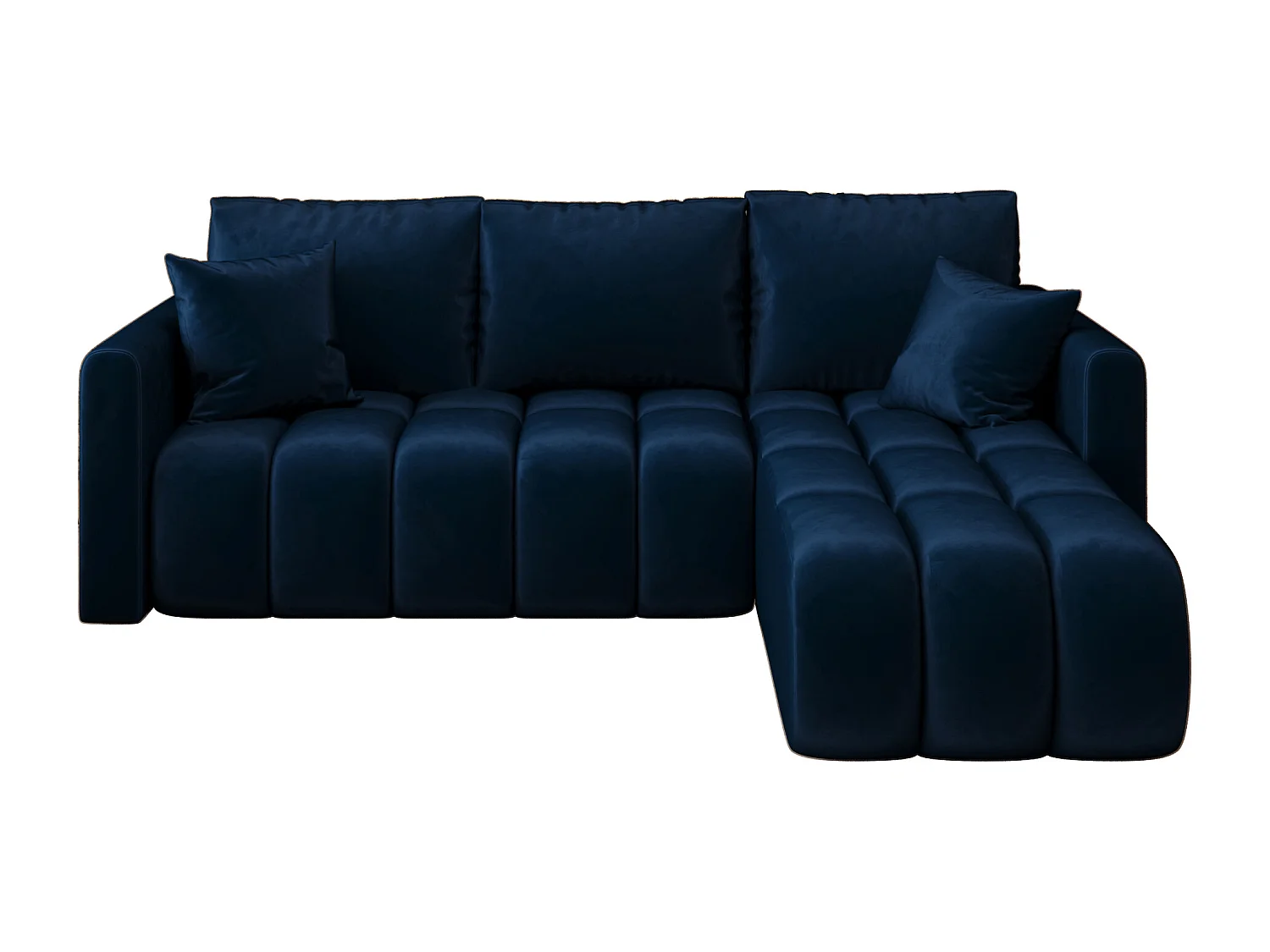 Hoekbank GARDA rechts donkerblauw velours Monolith 77 - slaapfunctie, bedkist