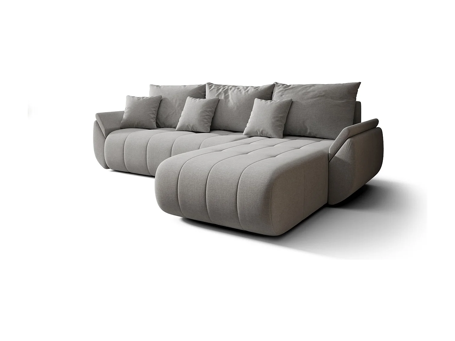 Hoekbank SYDNEY rechts beige gebreid Wind 11 - slaapfunctie, bedkist