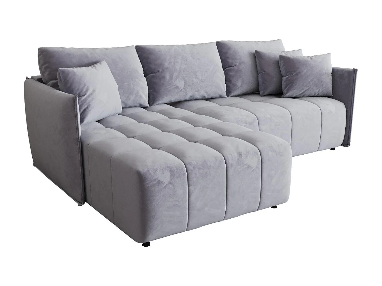 Hoekbank CHICAGO links blauw velours Monolith 70 - slaapfunctie, bedkist